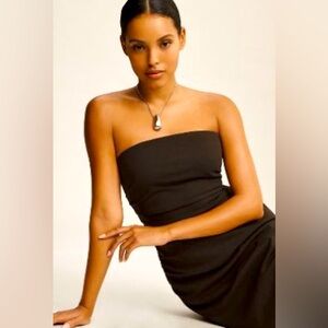 BHLDN Hayden strapless stretch crepe midi dress